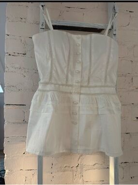 Gracia Cream Lace-Trim Camisole Top